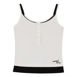 NEUTRAL SOCIETY 2 LAYERS BUTTON RIBBED TANK-WHITE