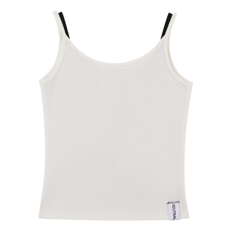 NEUTRAL SOCIETY 2 LAYERS BUTTON RIBBED TANK-WHITE