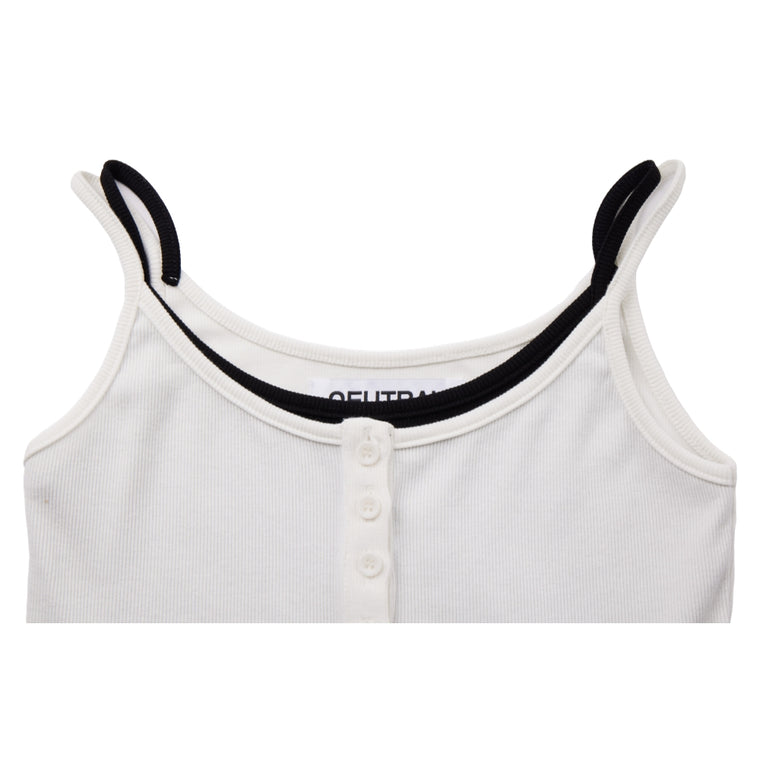 NEUTRAL SOCIETY 2 LAYERS BUTTON RIBBED TANK-WHITE