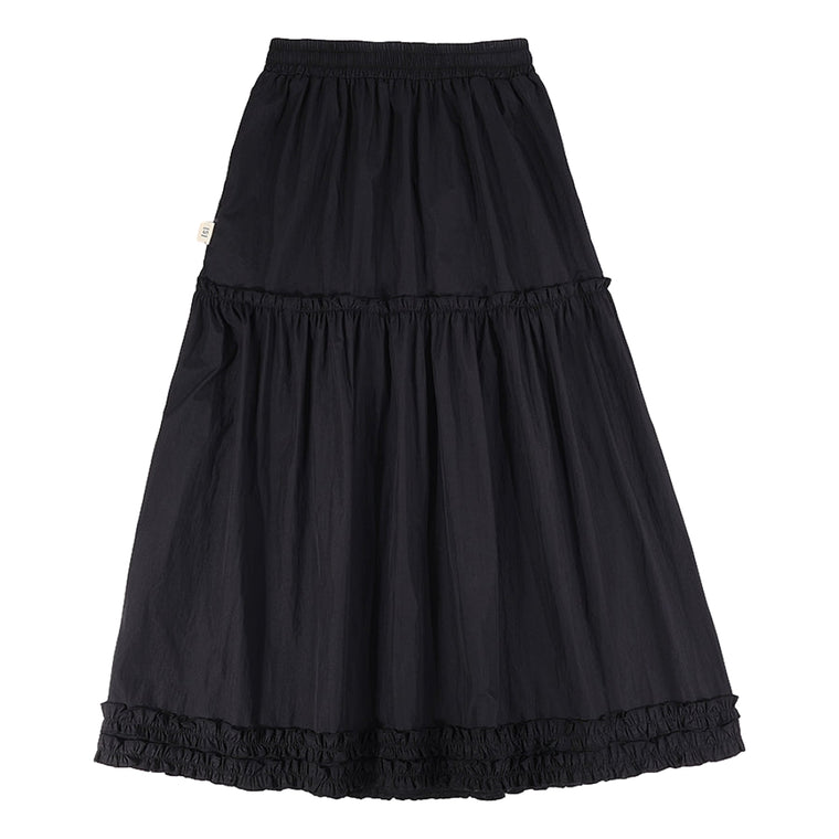 A[S]USL 2 LAYERS RUFFLES SKIRT-BLACK