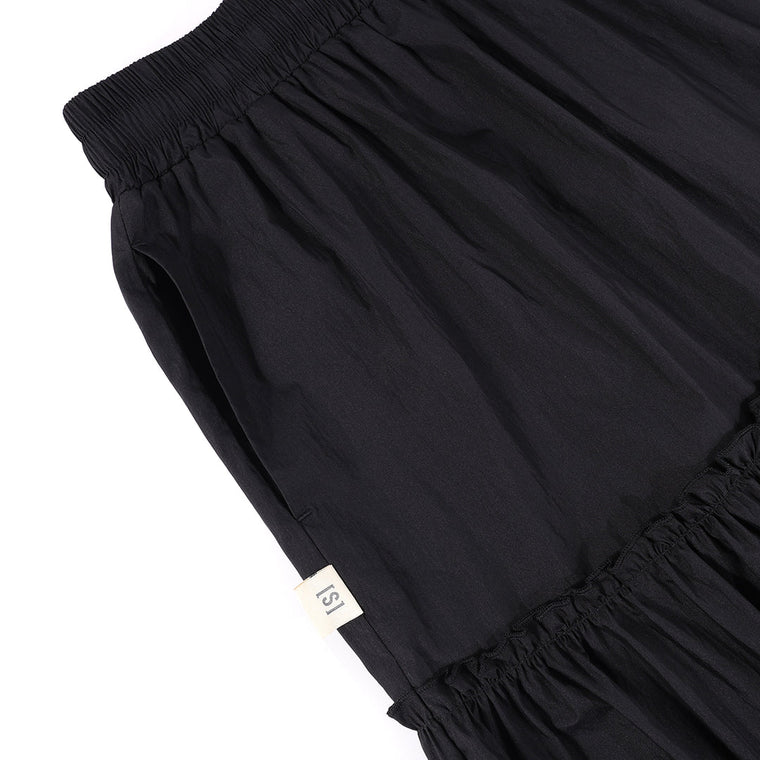 A[S]USL 2 LAYERS RUFFLES SKIRT-BLACK