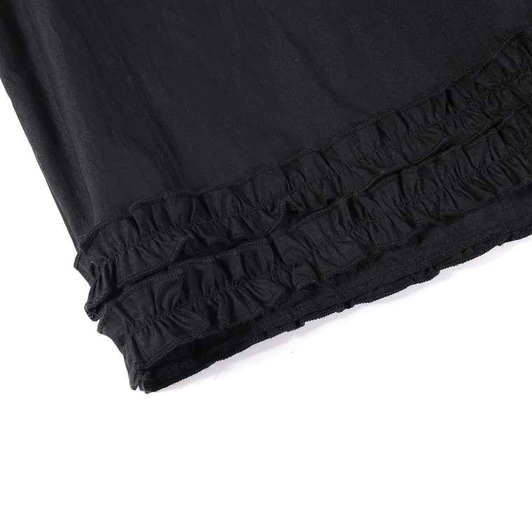 A[S]USL 2 LAYERS RUFFLES SKIRT-BLACK