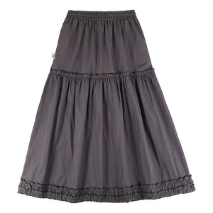 A[S]USL 2 LAYERS RUFFLES SKIRT-CHARCOAL