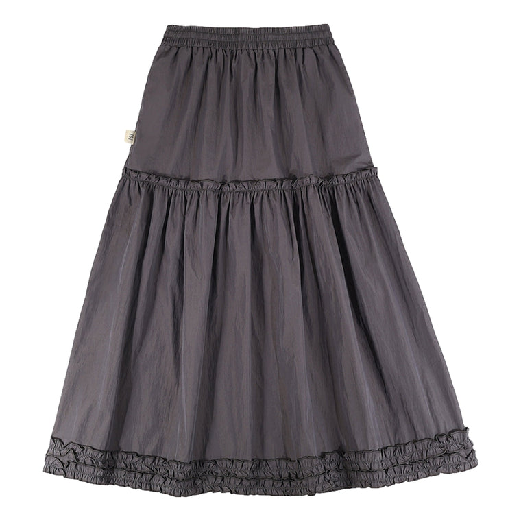 A[S]USL 2 LAYERS RUFFLES SKIRT-CHARCOAL