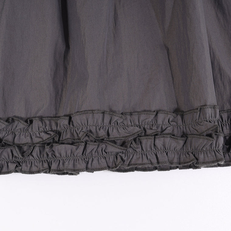 A[S]USL 2 LAYERS RUFFLES SKIRT-CHARCOAL