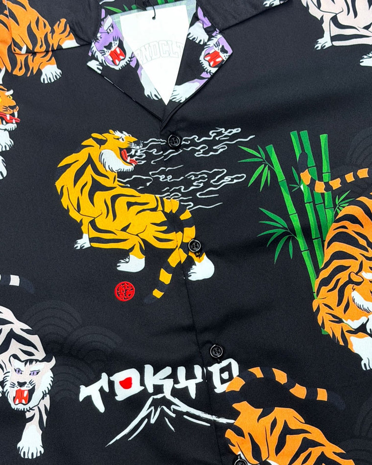 2ND CLOSET TIGERS HARAJUKU PRINTED SUMMER SHIRT-BLACK