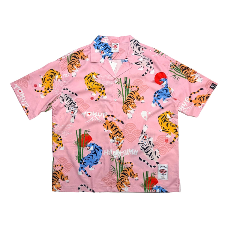 2ND CLOSET TIGERS HARAJUKU PRINTED SUMMER SHIRT-PINK