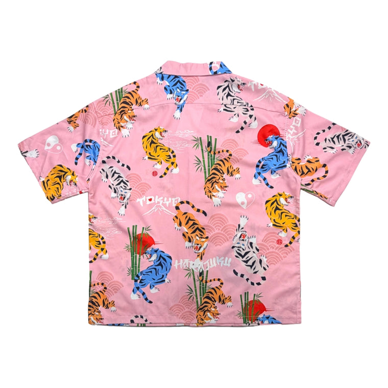 2ND CLOSET TIGERS HARAJUKU PRINTED SUMMER SHIRT-PINK