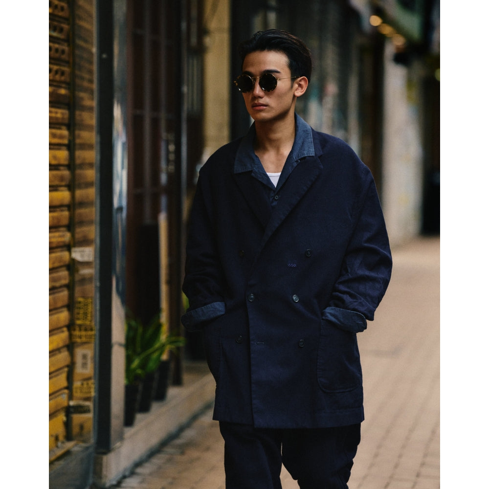A.H A.H DOUBLE BREASTED JACKET-NAVY