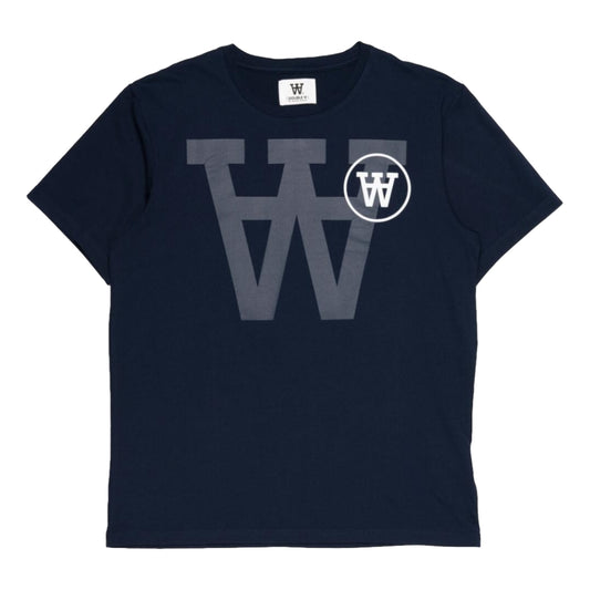 WOOD WOOD ACE TONAL LOGO T-SHIRT-NAVY