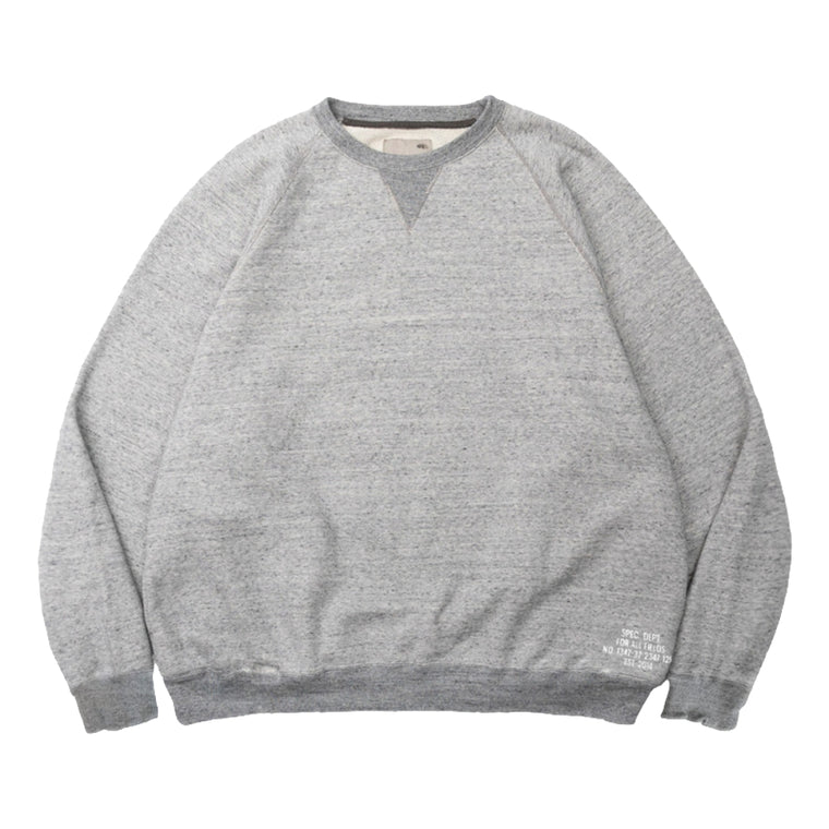 MADNESS AGING RAGLAN CREW SWEAT (MADE IN JAPAN)-HEATHER GREY