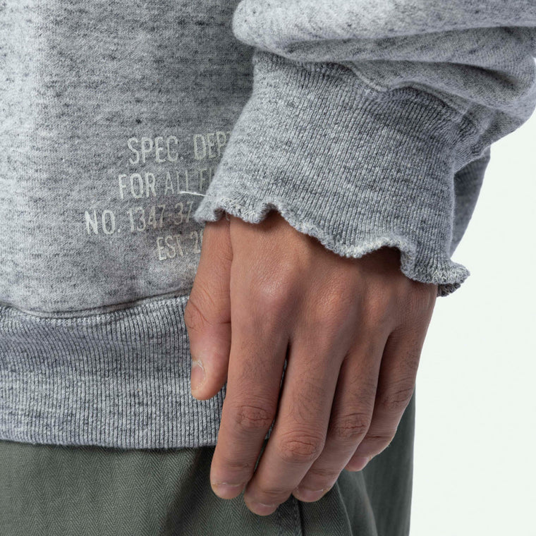 MADNESS AGING RAGLAN CREW SWEAT (MADE IN JAPAN)-HEATHER GREY