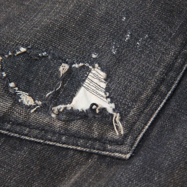 MADNESS AGING TYPE-I DENIM TRUCKER (DAMAGED AND REPAIRED FINISH) (MADE IN JAPAN)-BLACK INDIGO