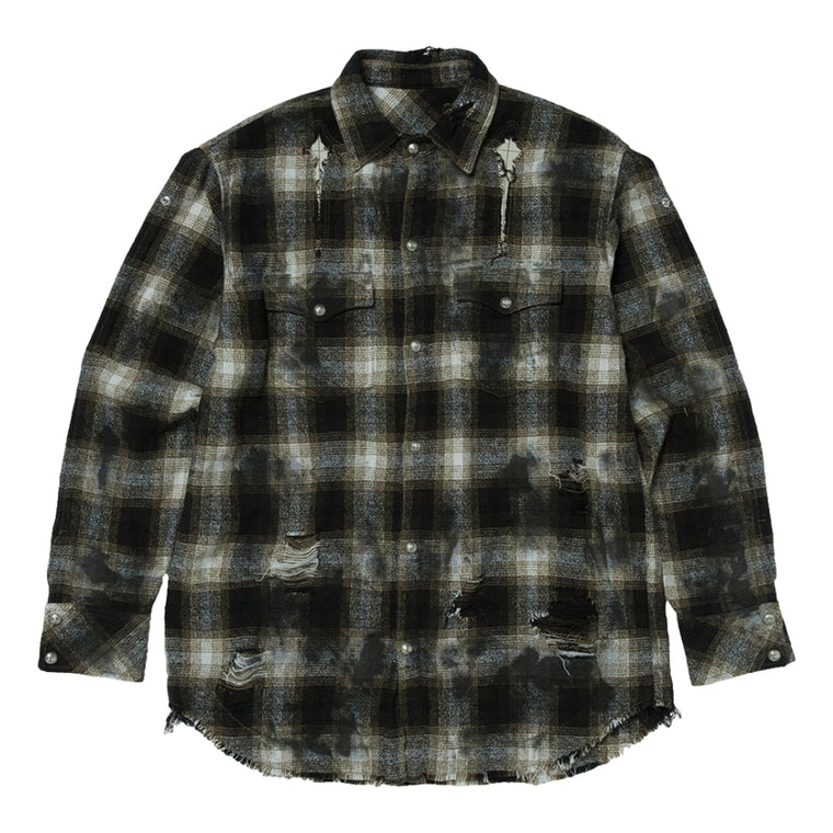 THUG CLUB ANGELS DAMAGED SHIRT-BROWN