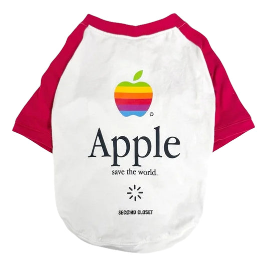 2ND CLOSET " APPLE " PRINTED PETS CREW-WHITE