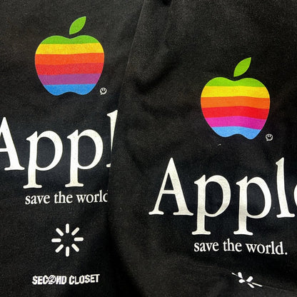 2ND CLOSET APPLE SAVE WORLD PRINED T-SHIRT-BLACK