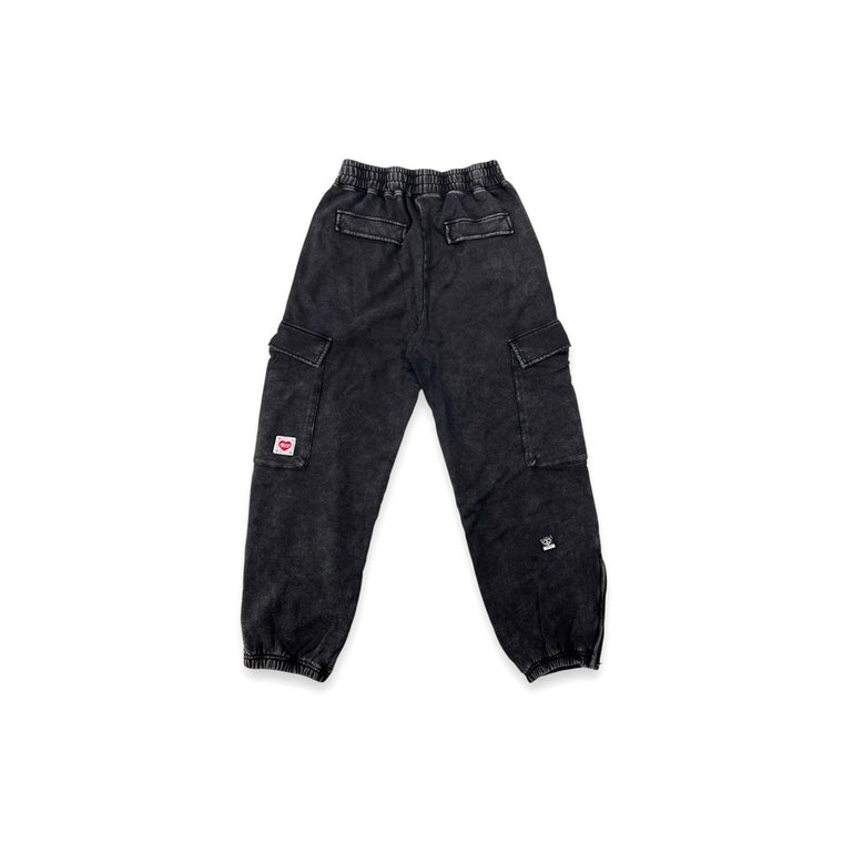 2ND CLOSET LOVERS WASHED CARGO SWEATPANTS-BLACK