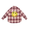 2ND CLOSET LOVE PEACE SMILEY PRINTED FLANNEL SHIRT-PINK