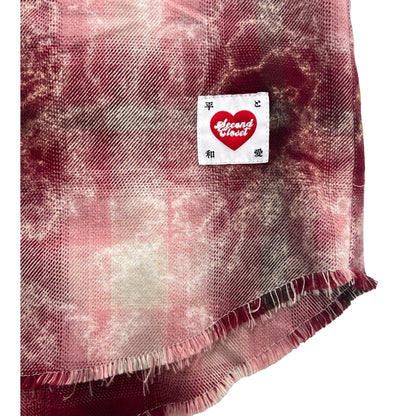2ND CLOSET LOVE PEACE SMILEY PRINTED FLANNEL SHIRT-PINK