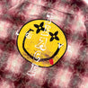 2ND CLOSET LOVE PEACE SMILEY PRINTED FLANNEL SHIRT-PINK