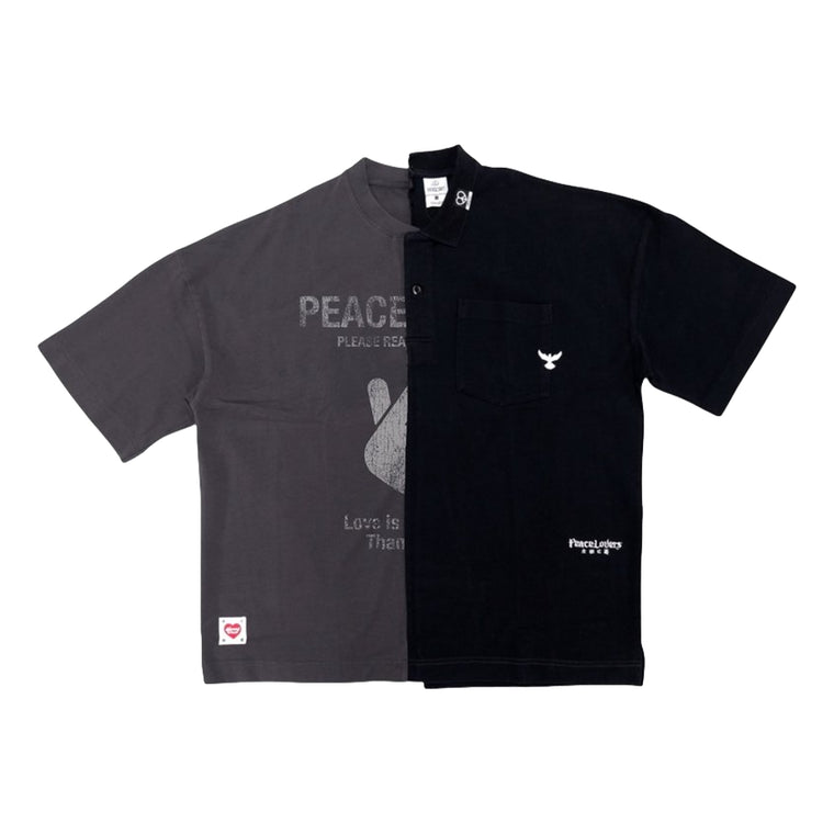 2ND CLOSET PEACE PIGEON REWORKED POLO SHIRT-BLACK