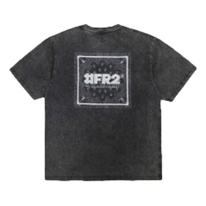 #FR2 ACID WASH EMBROIDERY PAISLEY T-SHIRT-BLACK