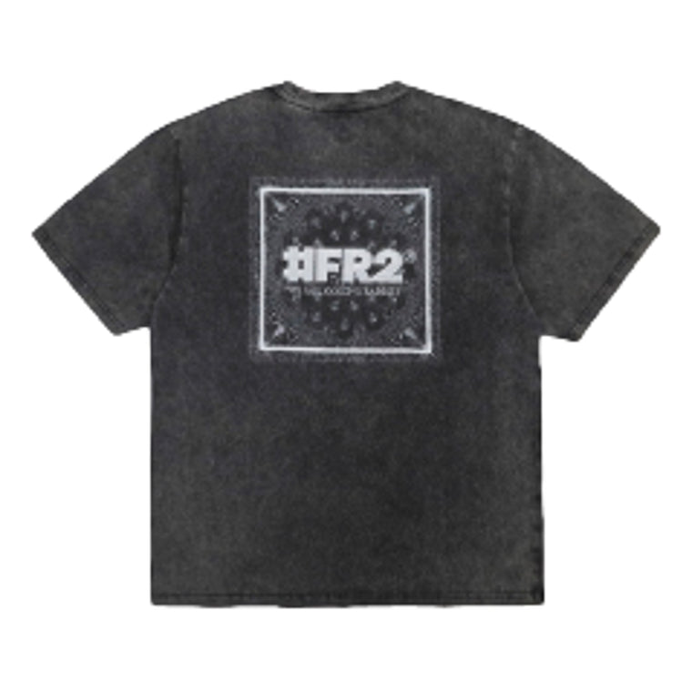 #FR2 ACID WASH EMBROIDERY PAISLEY T-SHIRT-BLACK