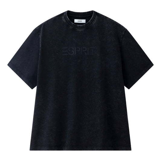 ESPRIT ACID WASH LOGO T-SHIRT（UNISEX）-BLACK