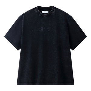 ESPRIT ACID WASH LOGO T-SHIRT（UNISEX）-BLACK