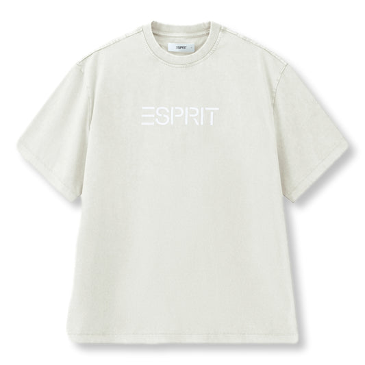 ESPRIT ACID WASH LOGO T-SHIRT（UNISEX）-OFF WHITE
