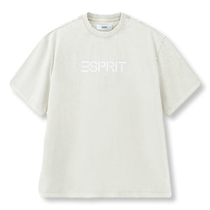 ESPRIT ACID WASH LOGO T-SHIRT（UNISEX）-OFF WHITE