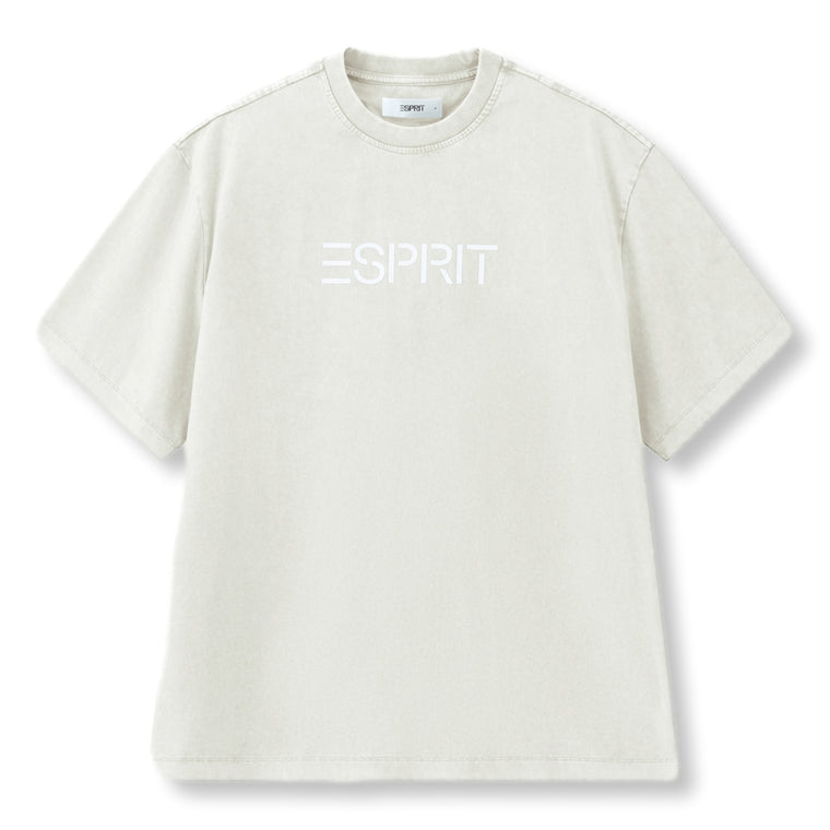 ESPRIT ACID WASH LOGO T-SHIRT（UNISEX）-OFF WHITE