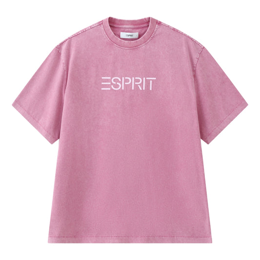 ESPRIT ACID WASH LOGO T-SHIRT（UNISEX）-PINK