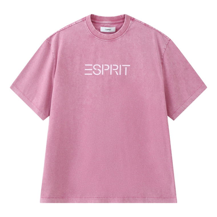 ESPRIT ACID WASH LOGO T-SHIRT（UNISEX）-PINK