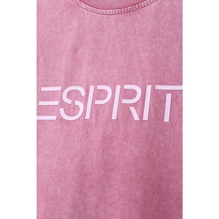 ESPRIT ACID WASH LOGO T-SHIRT（UNISEX）-PINK