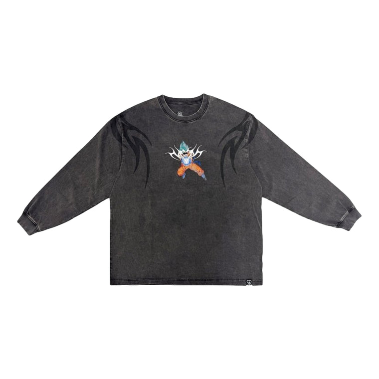 2ND CLOSET "BACK TO HELL" GOKU WASHED LS T-SHIRT-BLACK