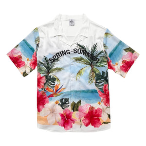 2ND CLOSET BEACH PAINTING CUBAN SHIRT-WHITE