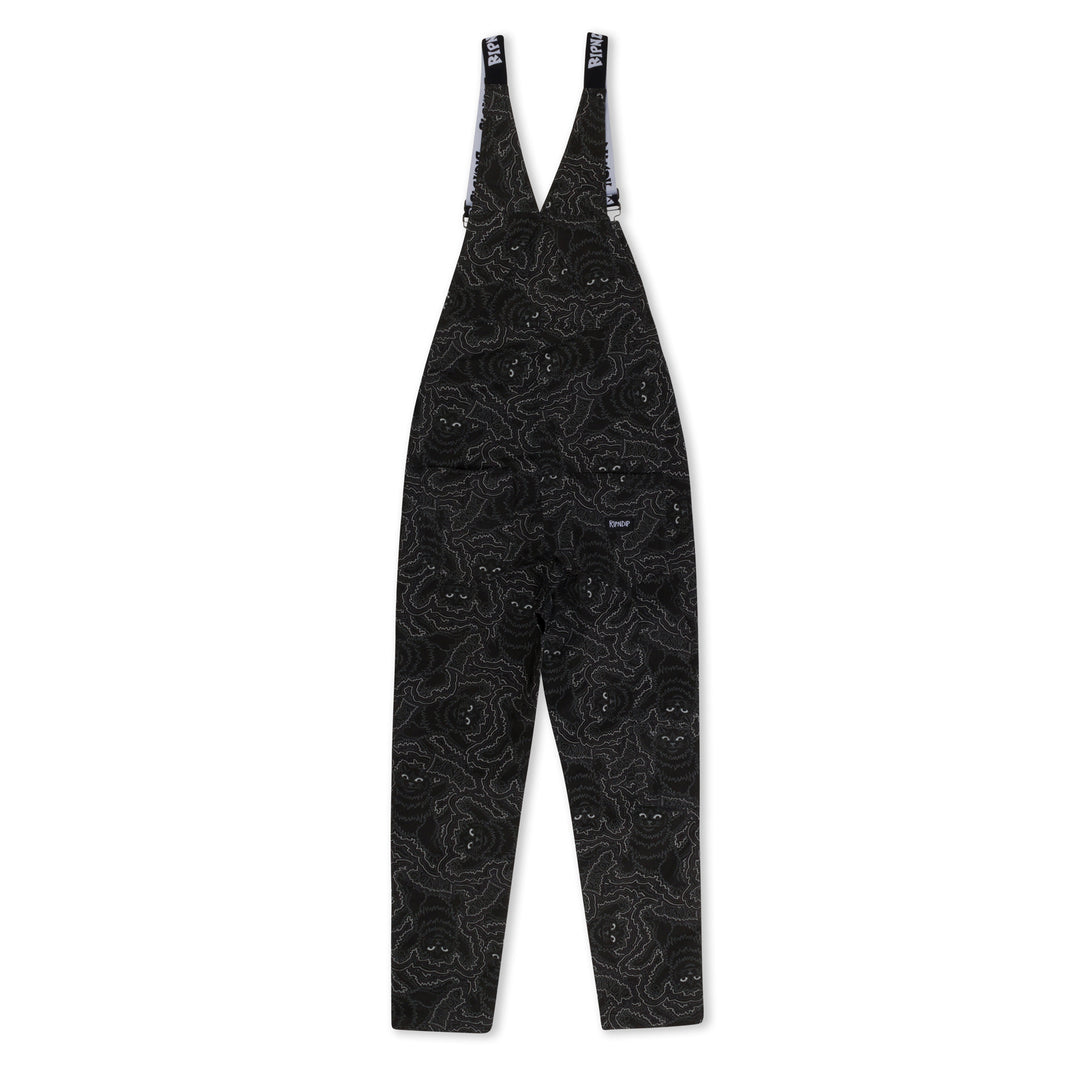 RIPNDIP BIG PUSSY ENERGY COTTON TWILL OVERALLS-BLACK