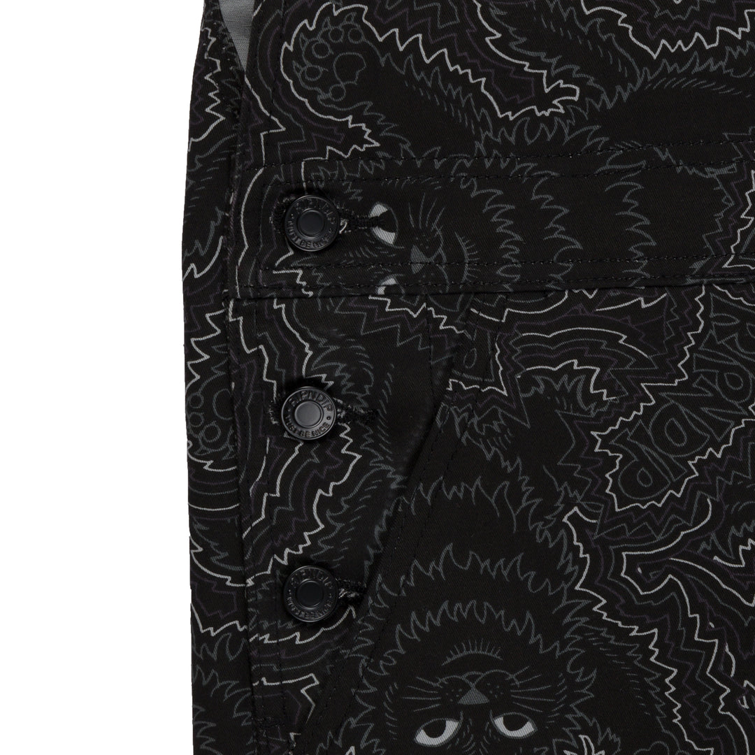 RIPNDIP BIG PUSSY ENERGY COTTON TWILL OVERALLS-BLACK