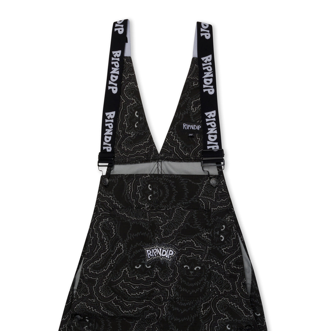 RIPNDIP BIG PUSSY ENERGY COTTON TWILL OVERALLS-BLACK