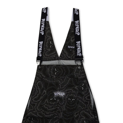 RIPNDIP BIG PUSSY ENERGY COTTON TWILL OVERALLS-BLACK