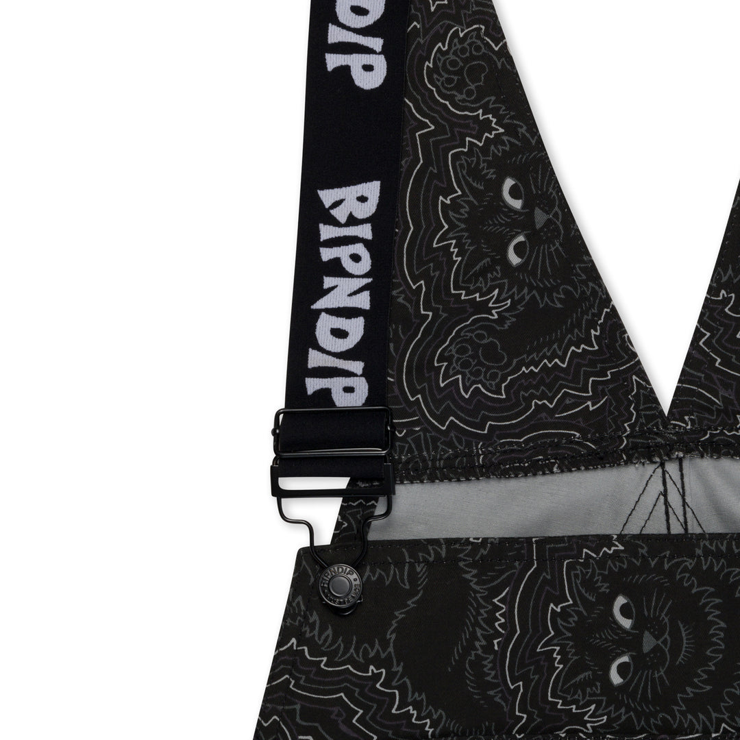 RIPNDIP BIG PUSSY ENERGY COTTON TWILL OVERALLS-BLACK