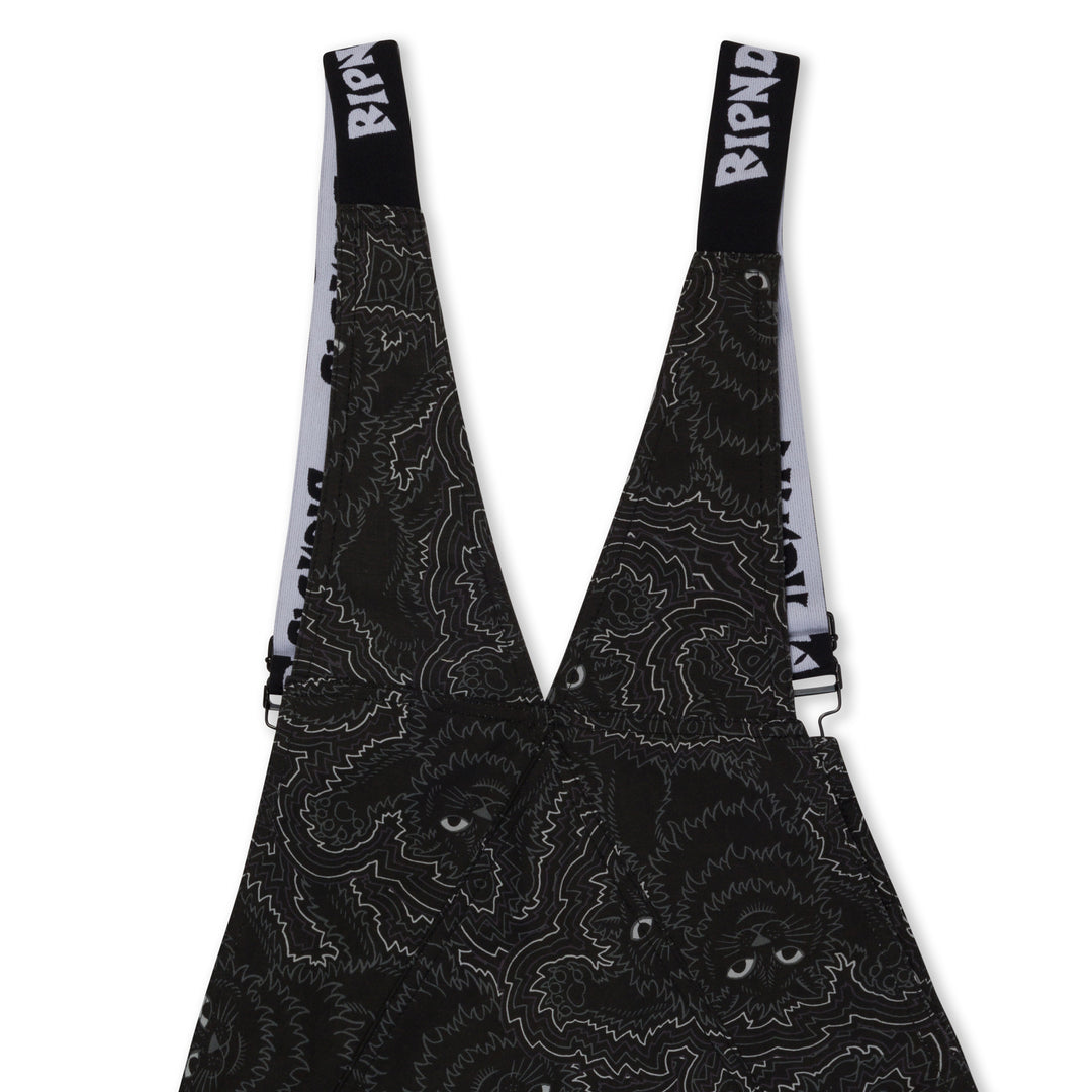 RIPNDIP BIG PUSSY ENERGY COTTON TWILL OVERALLS-BLACK