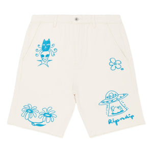 RIPNDIP BLONDED DENIM SHORTS-OFF WHITE