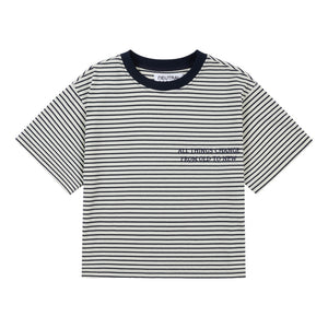 NEUTRAL SOCIETY BORDER TEE-WHITE STRIPES