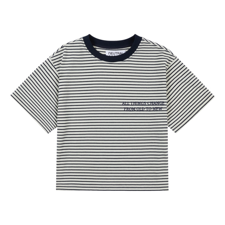 NEUTRAL SOCIETY BORDER TEE-WHITE STRIPES