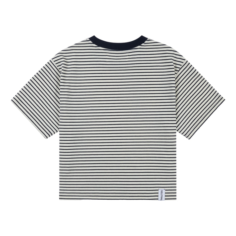NEUTRAL SOCIETY BORDER TEE-WHITE STRIPES