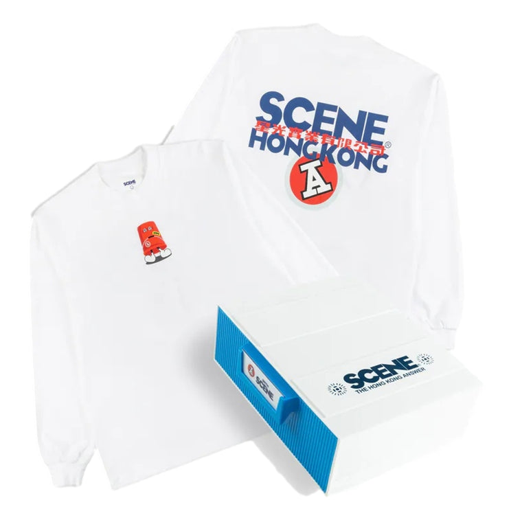 SCENE BY ICE FIRE BOX SET - RED A BUCKET LONG TEE-WHITE