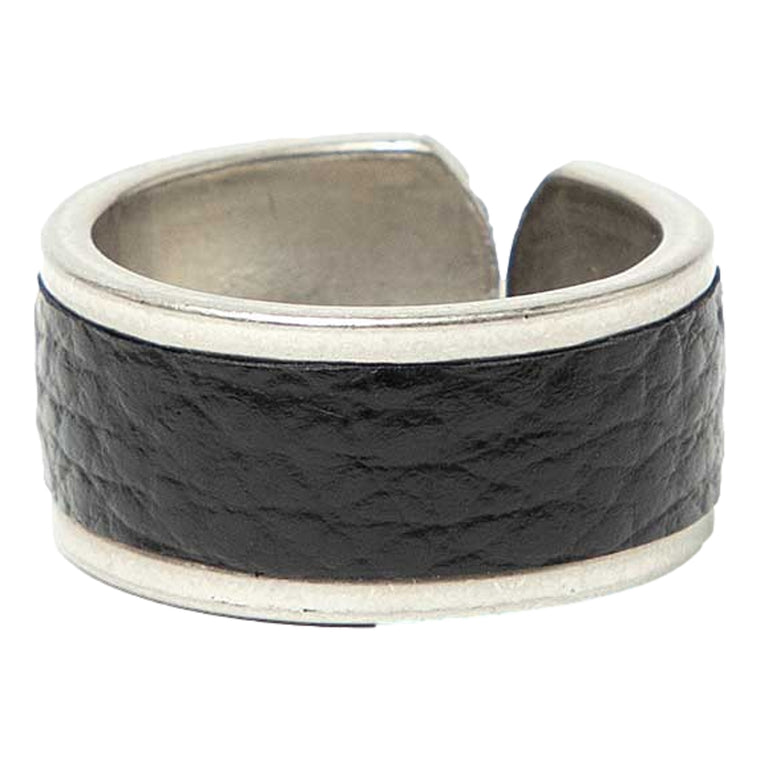 HOBO BRASS RING WITH SHRINK LEATHER-BLACK