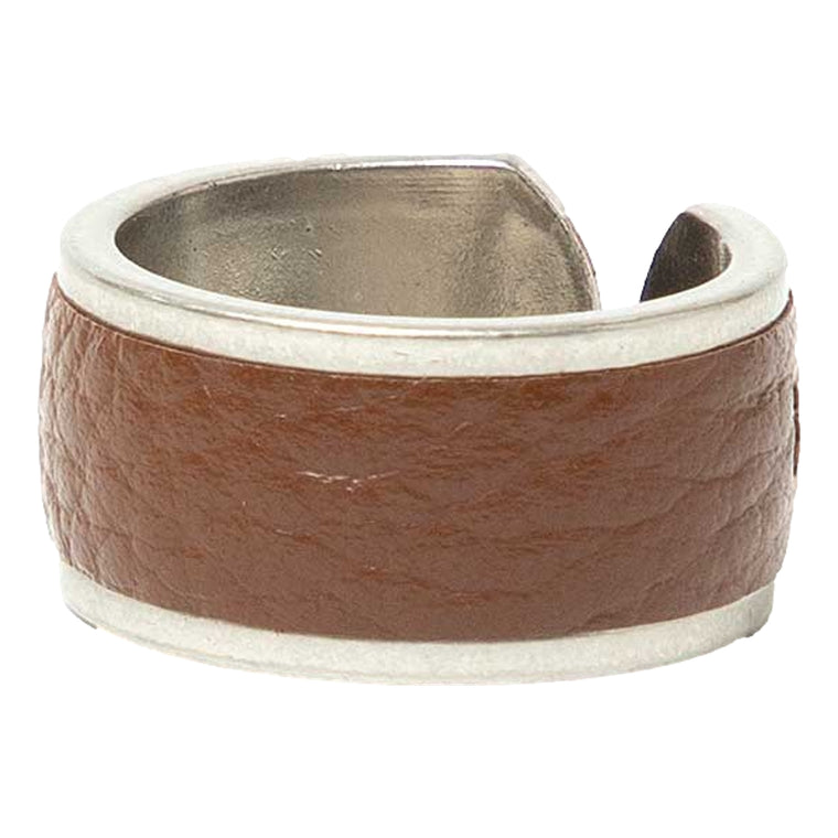 HOBO BRASS RING WITH SHRINK LEATHER-BROWN